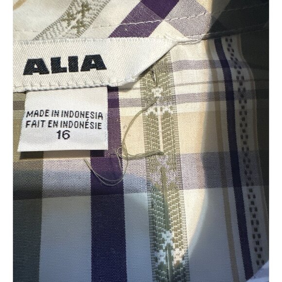 Alia Shirt Womens 16 Purple Green Wrinkle Resistant Plaid Button Front Top NWT - Picture 10 of 10